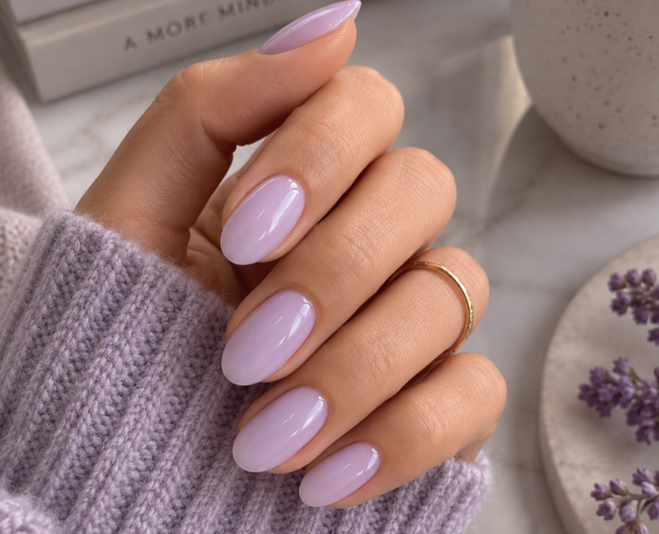 Milky Lavender Nails