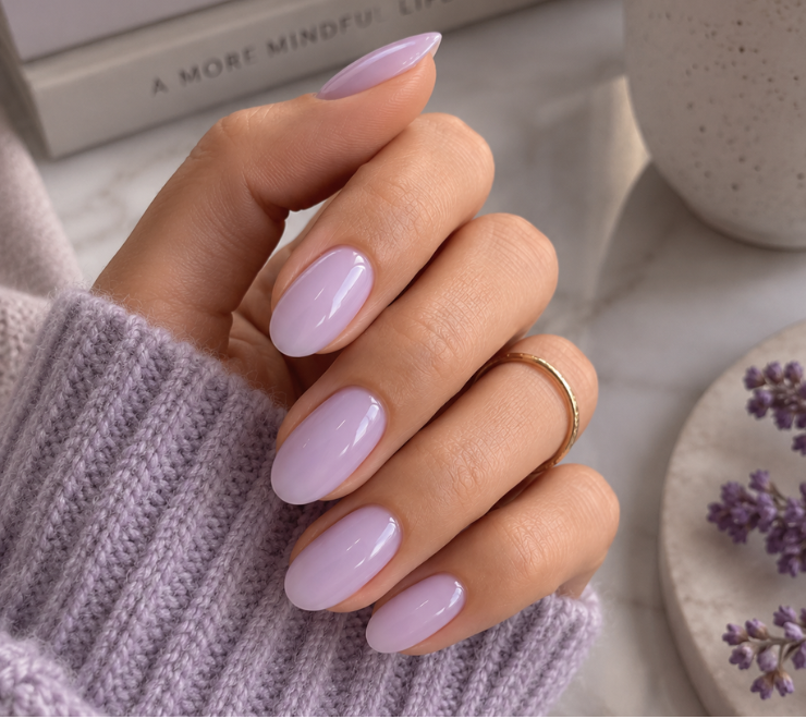 Milky Lavender Nails